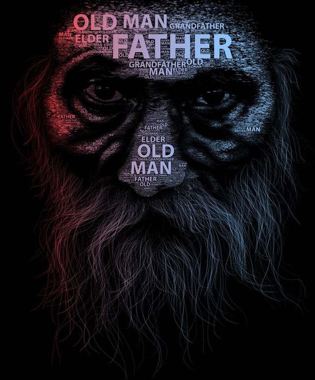 old man typographic face