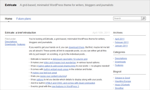 Extricate-screenshot in Free WordPress Themes: 2011 Edition