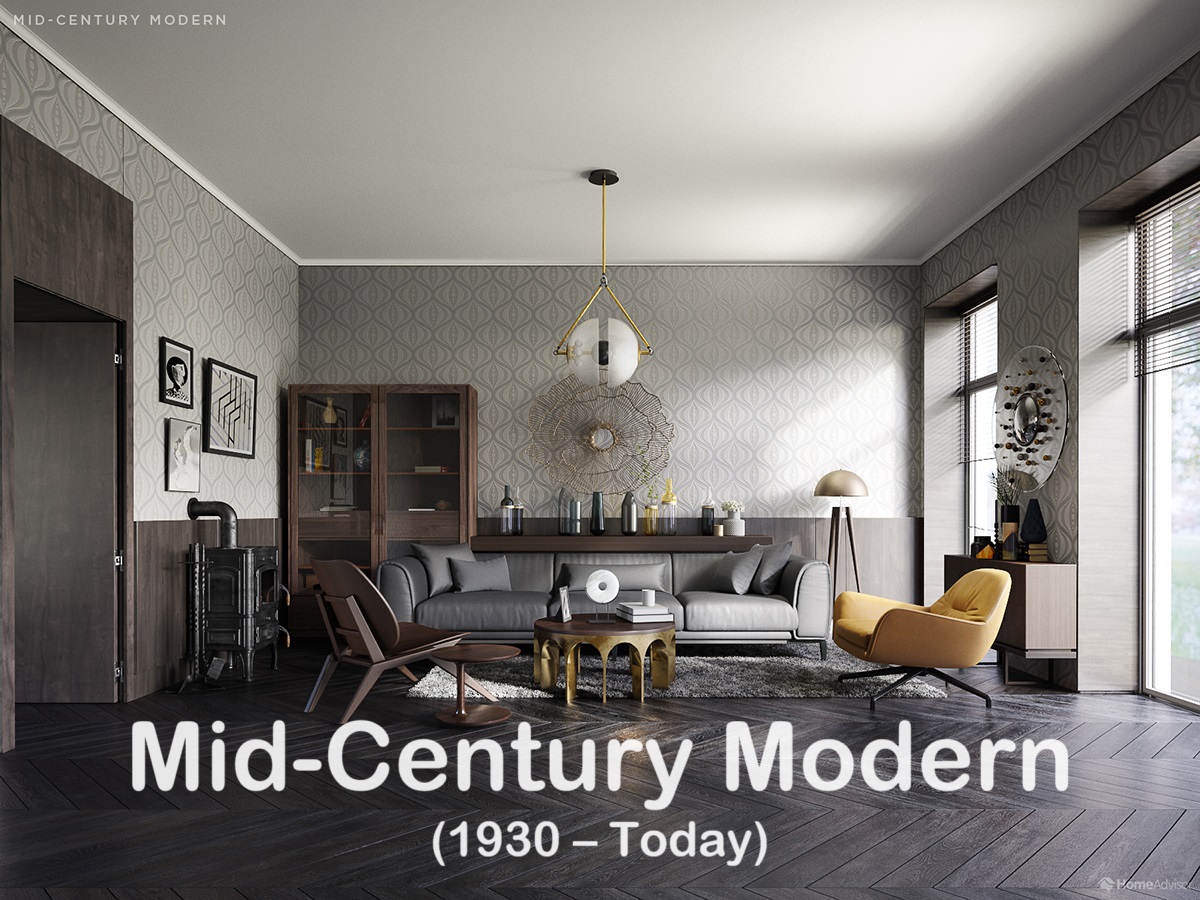 Mid-Century Modern room with organic forms and warm woods