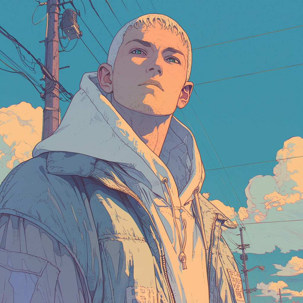 Eminem Slim Shady era reimagined in a soft Studio Ghibli art style