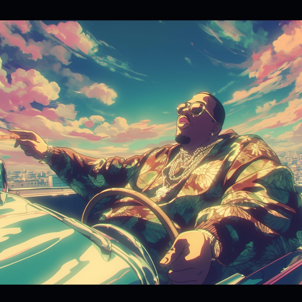 The Notorious B.I.G. in a Studio Ghibli-inspired tribute to 90s hip-hop royalty