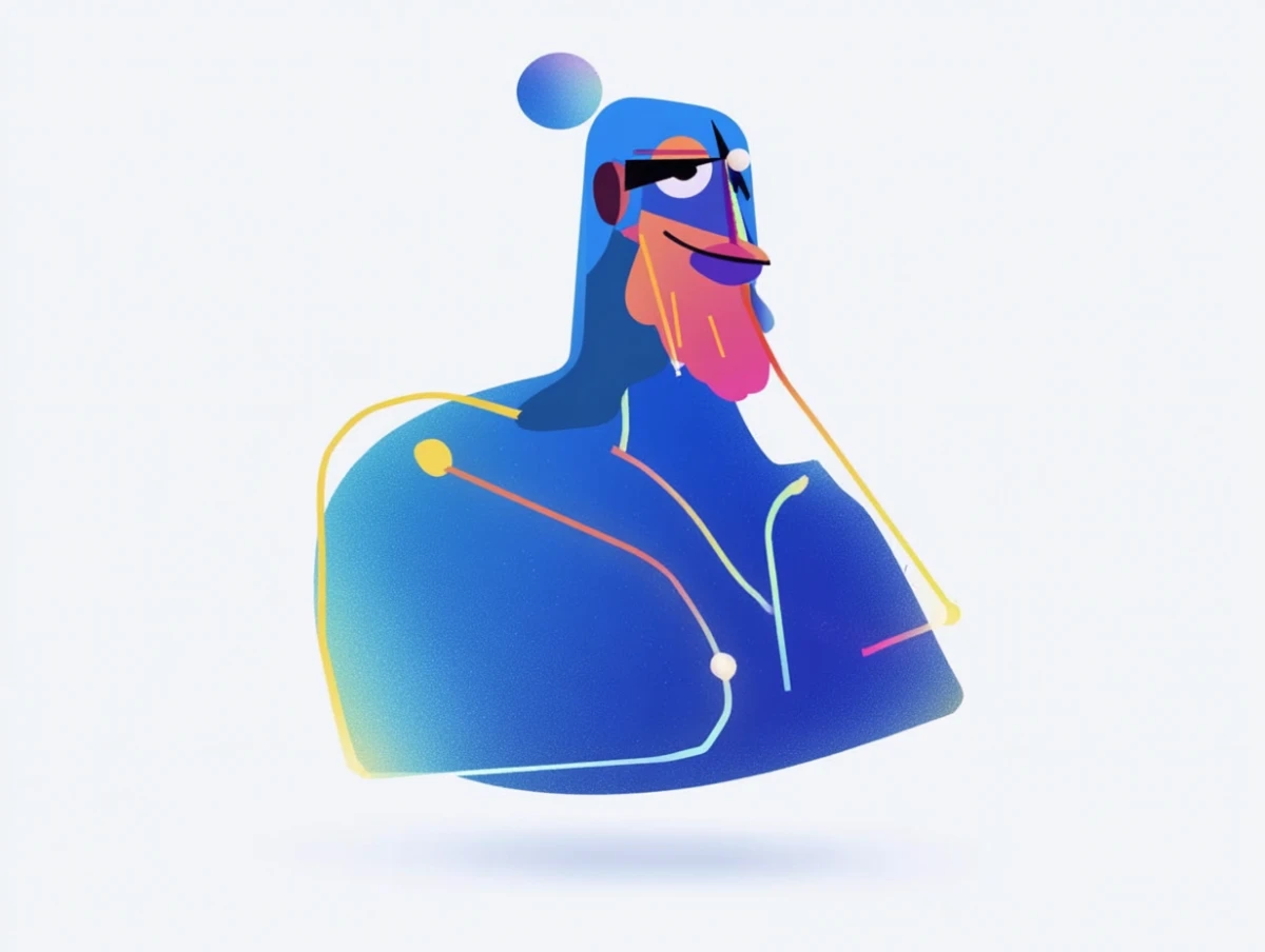 Geometric abstract character digital art design by Alex Roman