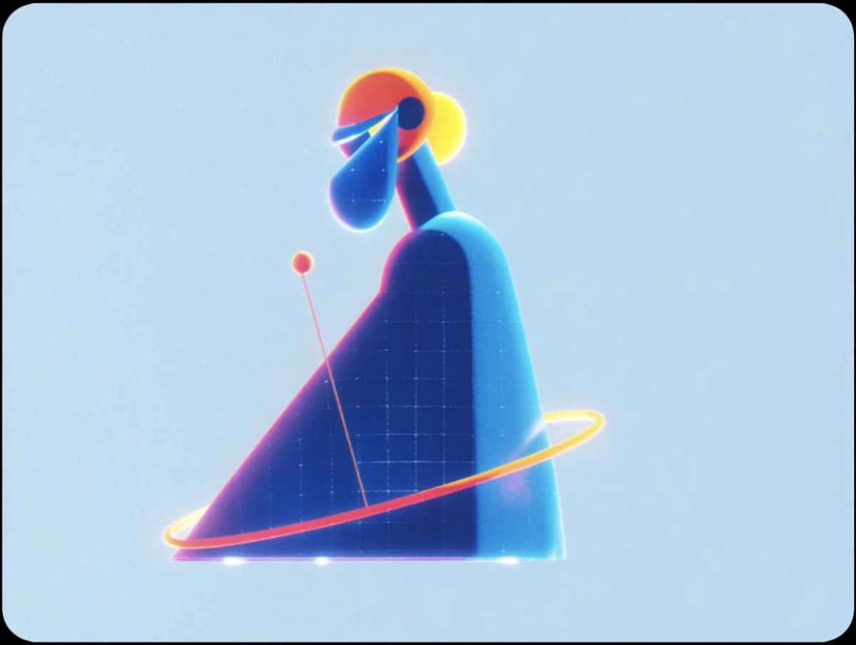 Digital art character with shapes contemporary design