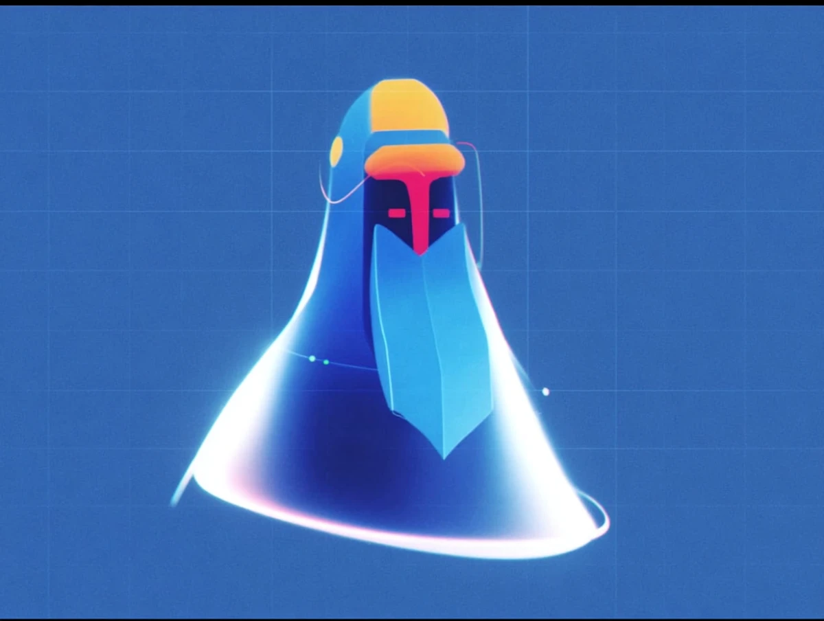 Digital character design with abstract shapes artwork