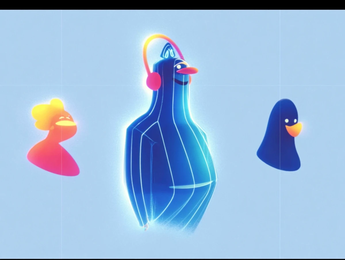 Modern digital art character illustration with shapes