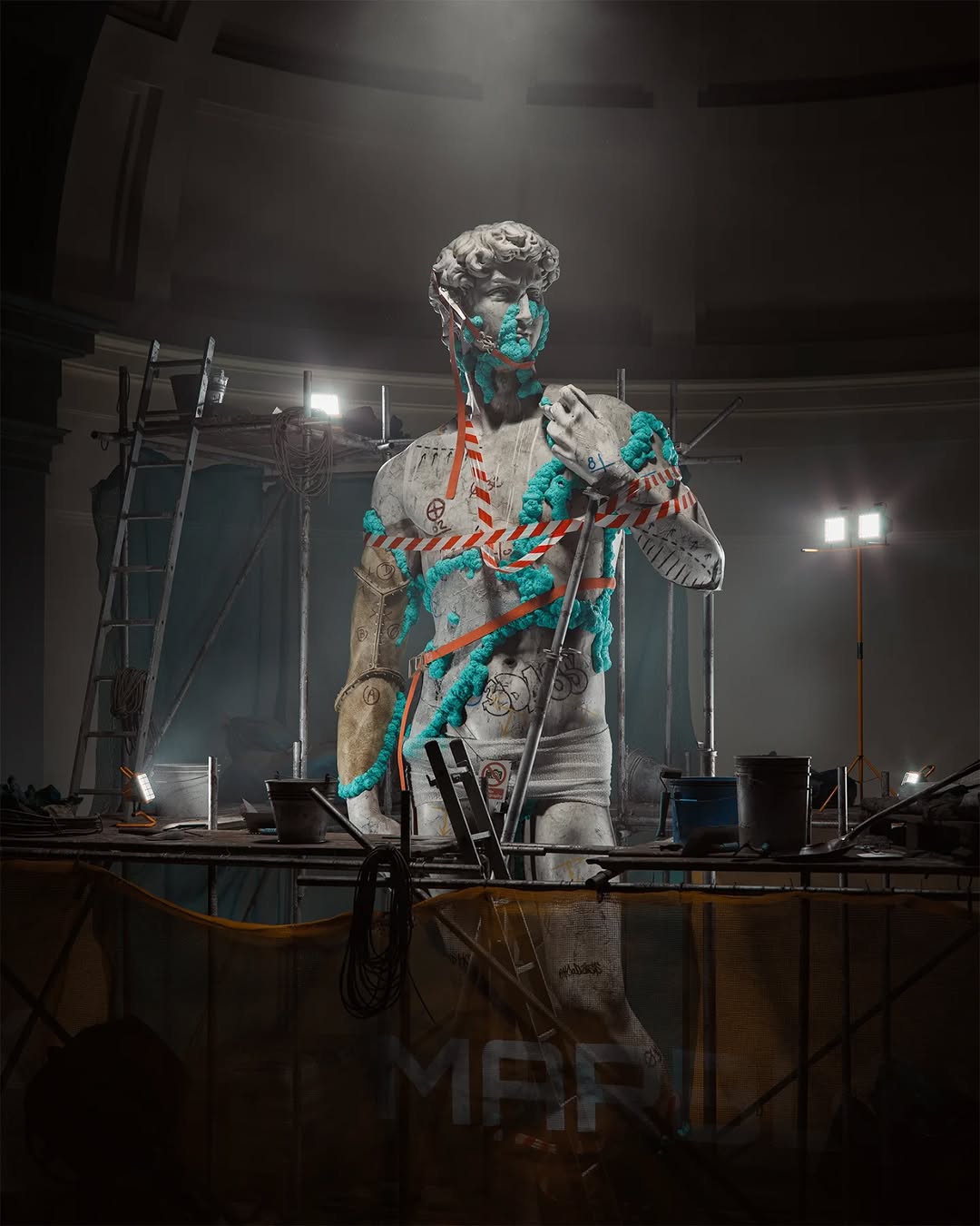 Post-apocalyptic dystopian digital art inspired by contemporary photography aesthetics