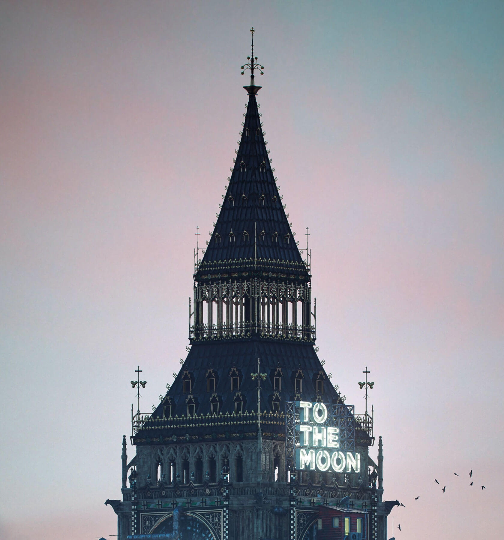 Monument architecture reimagined as makeshift urban art in dystopian digital compositions