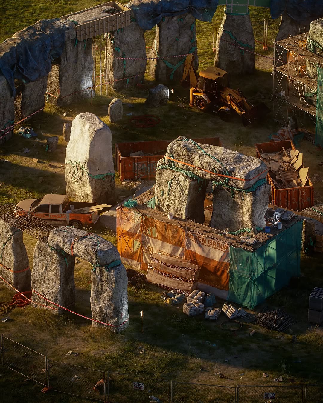 Houdini procedural generation creating complex dystopian digital art settlements