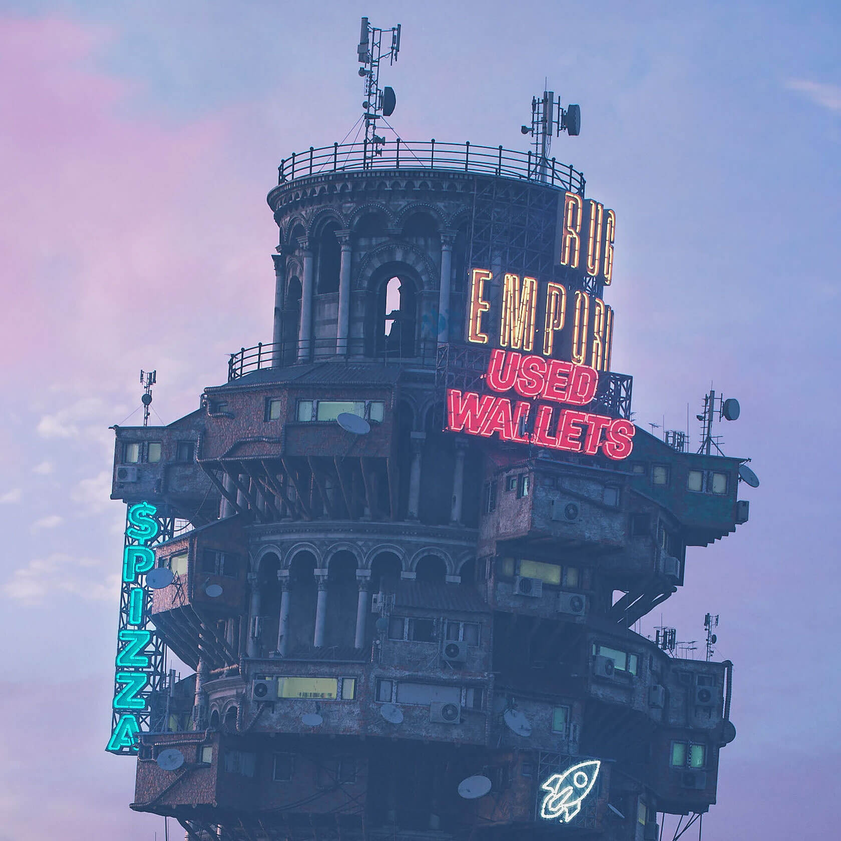 Procedural generation in Houdini creating intricate futuristic landmarks for dystopian digital art