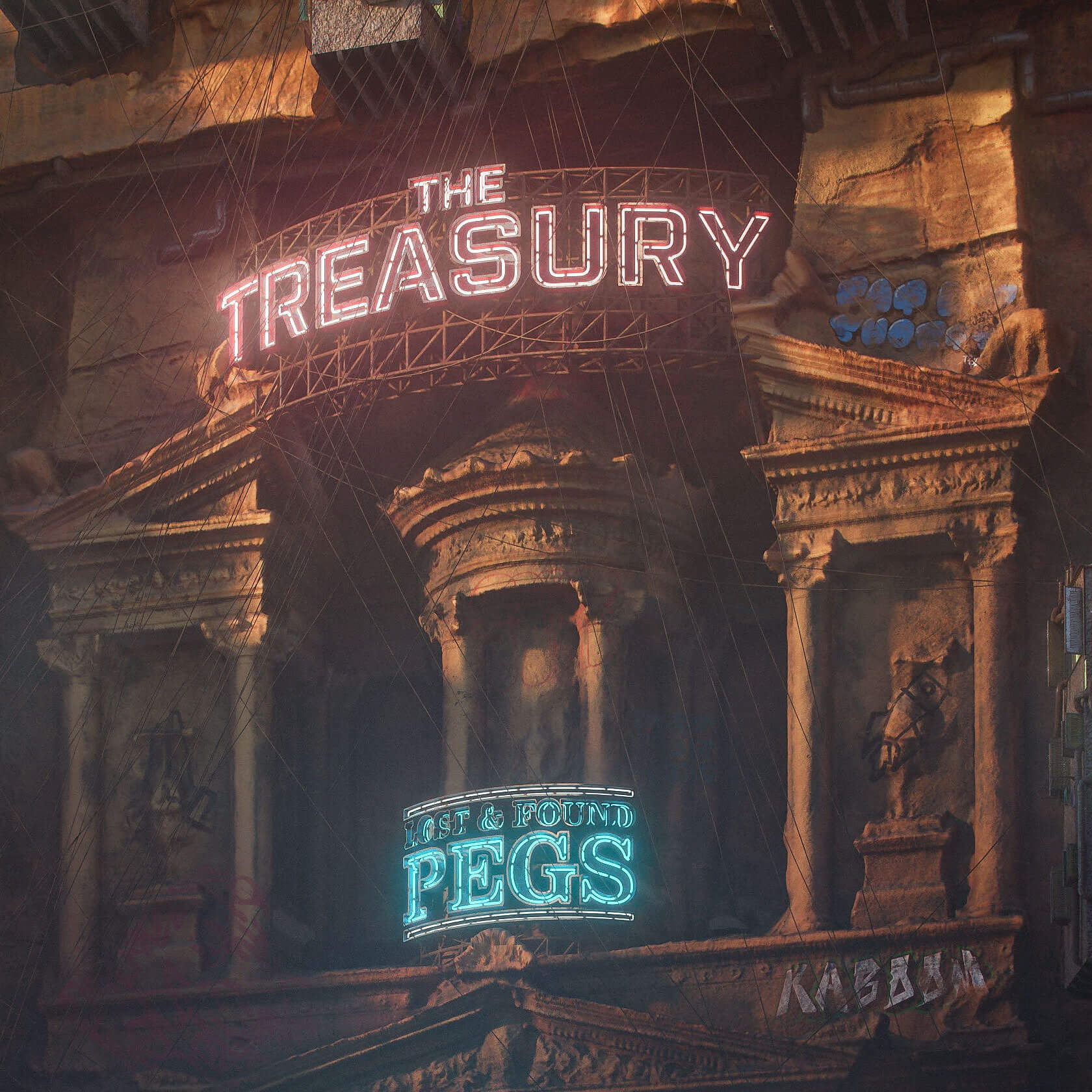 Monumental living series depicting dystopian settlements transforming historical monuments