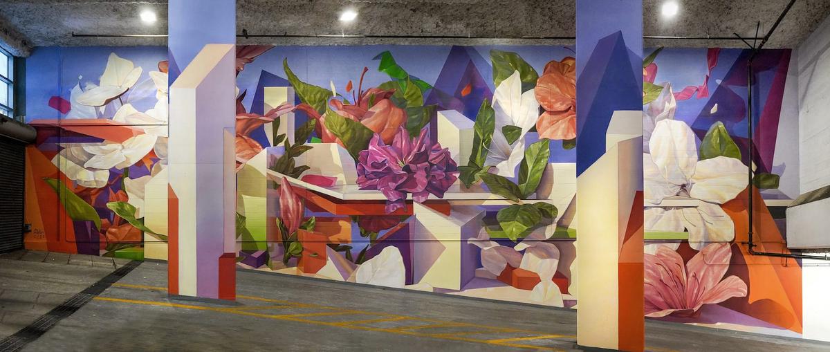 Hyperrealistic Botanical Mural in Vancouver, Canada