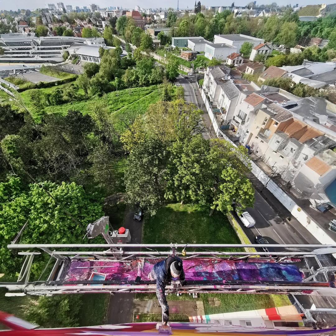 Dynamic large-scale mural enhancing community spaces Public space transformed by massive botanical artwork
