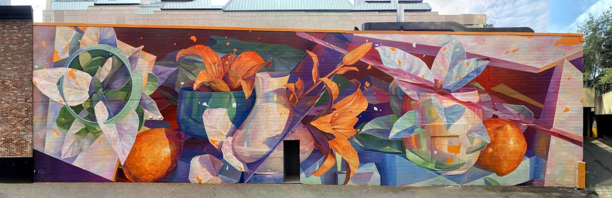 Botanical Mural by Ratur in Vancouver, Canada, 2022 Nature-Inspired Urban Mural in Vancouver, Canada