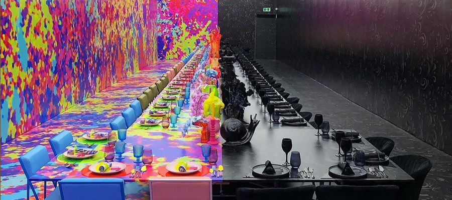 Contrasting Black & Color Wedding Party Reception