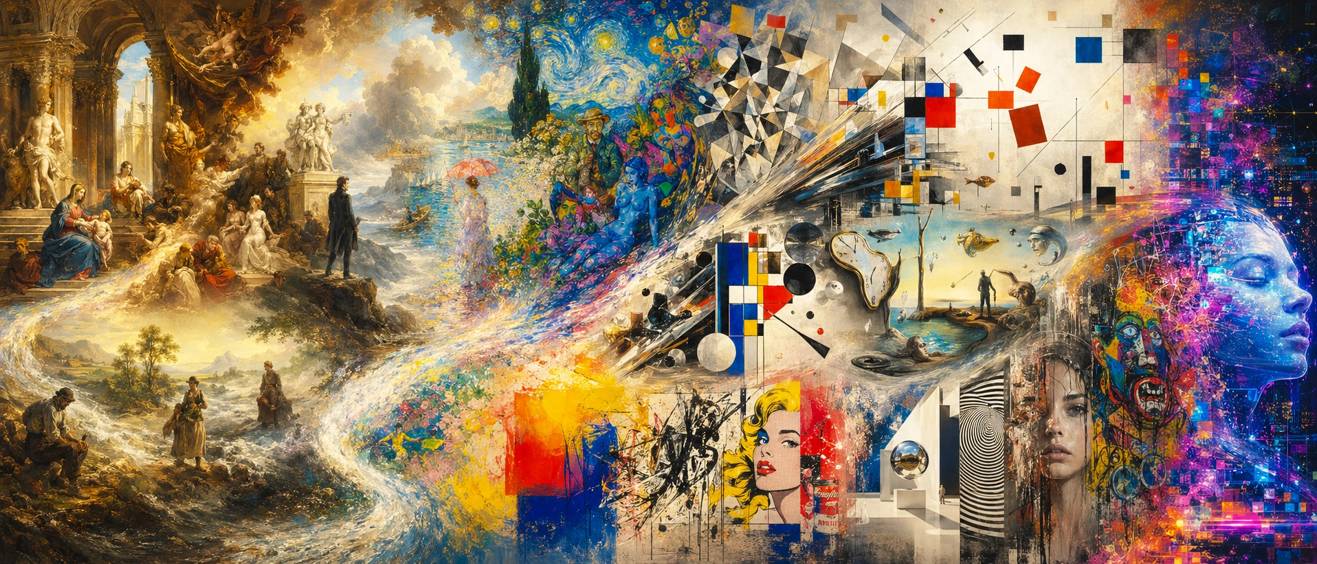 Infographic exploring diverse creative painting styles and their visual DNA characteristics