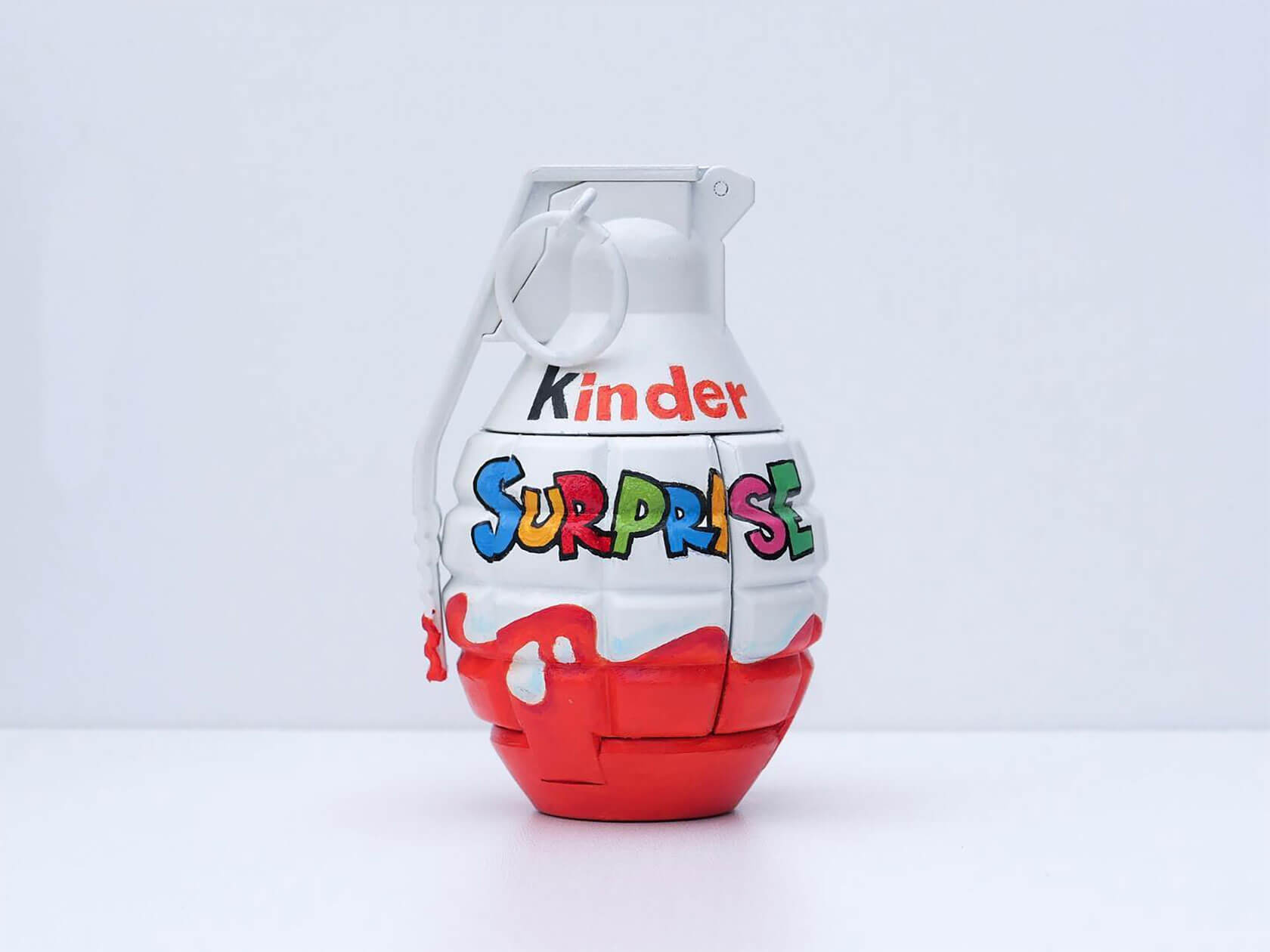 Pop art sculpture critiquing consumer culture through ironic 3D objects