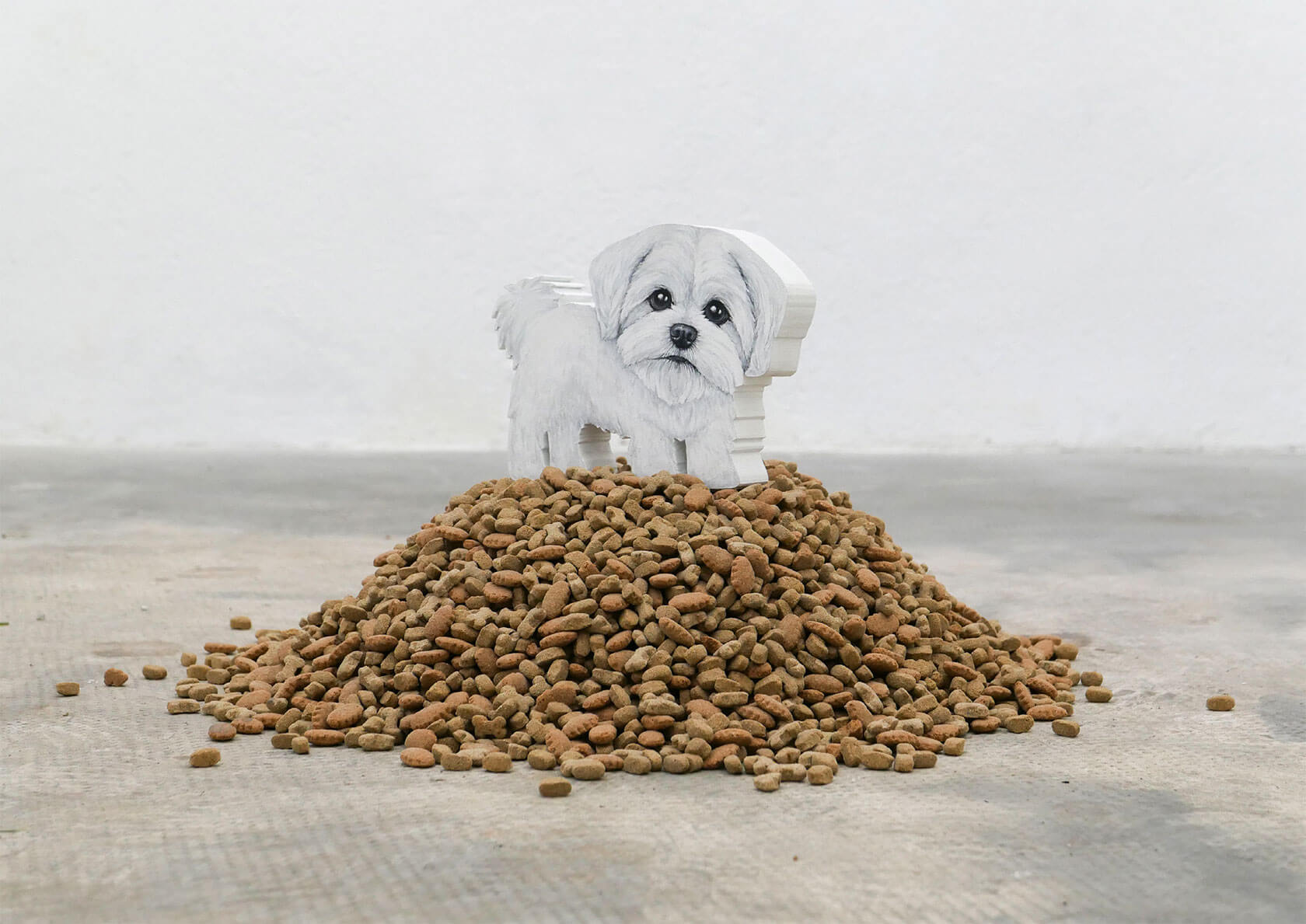 Playful contemporary 3D pop art sculpture with satirical edge and bright colors