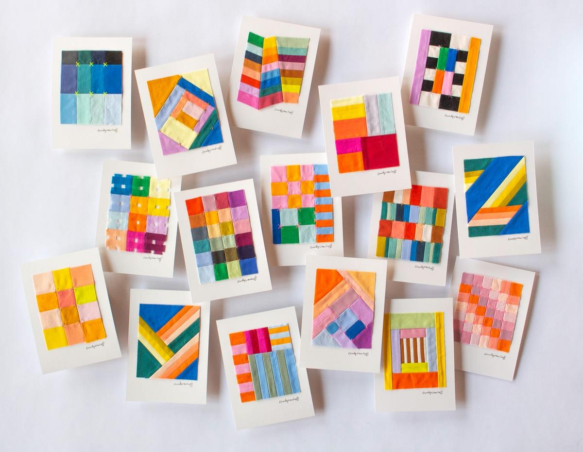 Geometric sculptural textile art using modern quilting patterns