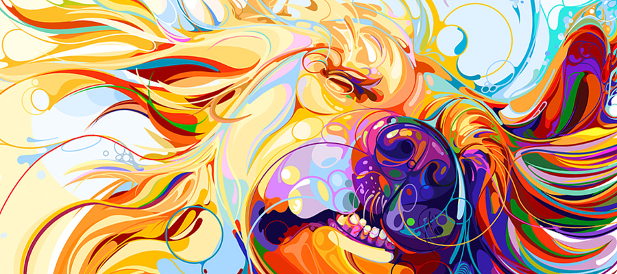 Fluid Dog Illustrations by Marina Okhromenko
