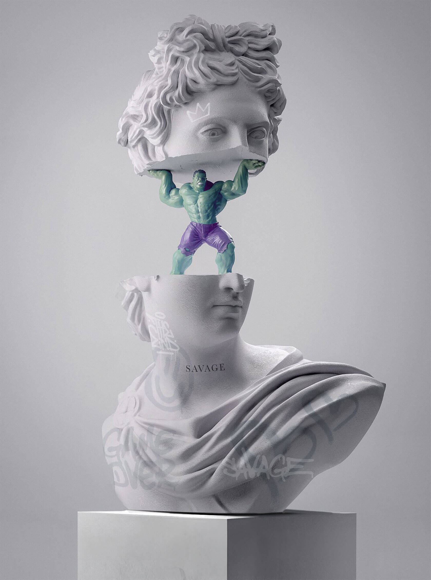 Micro realistic tattoo art design showcasing pop culture classical art fusion on skin