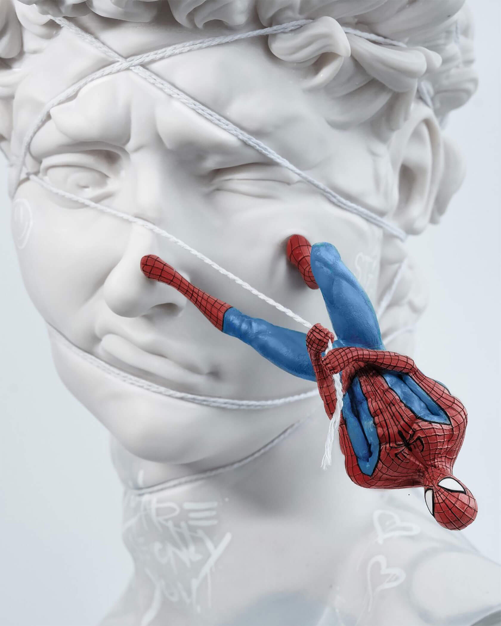 Nostalgia art series blending vintage pop culture with classical art disruption and Renaissance elements