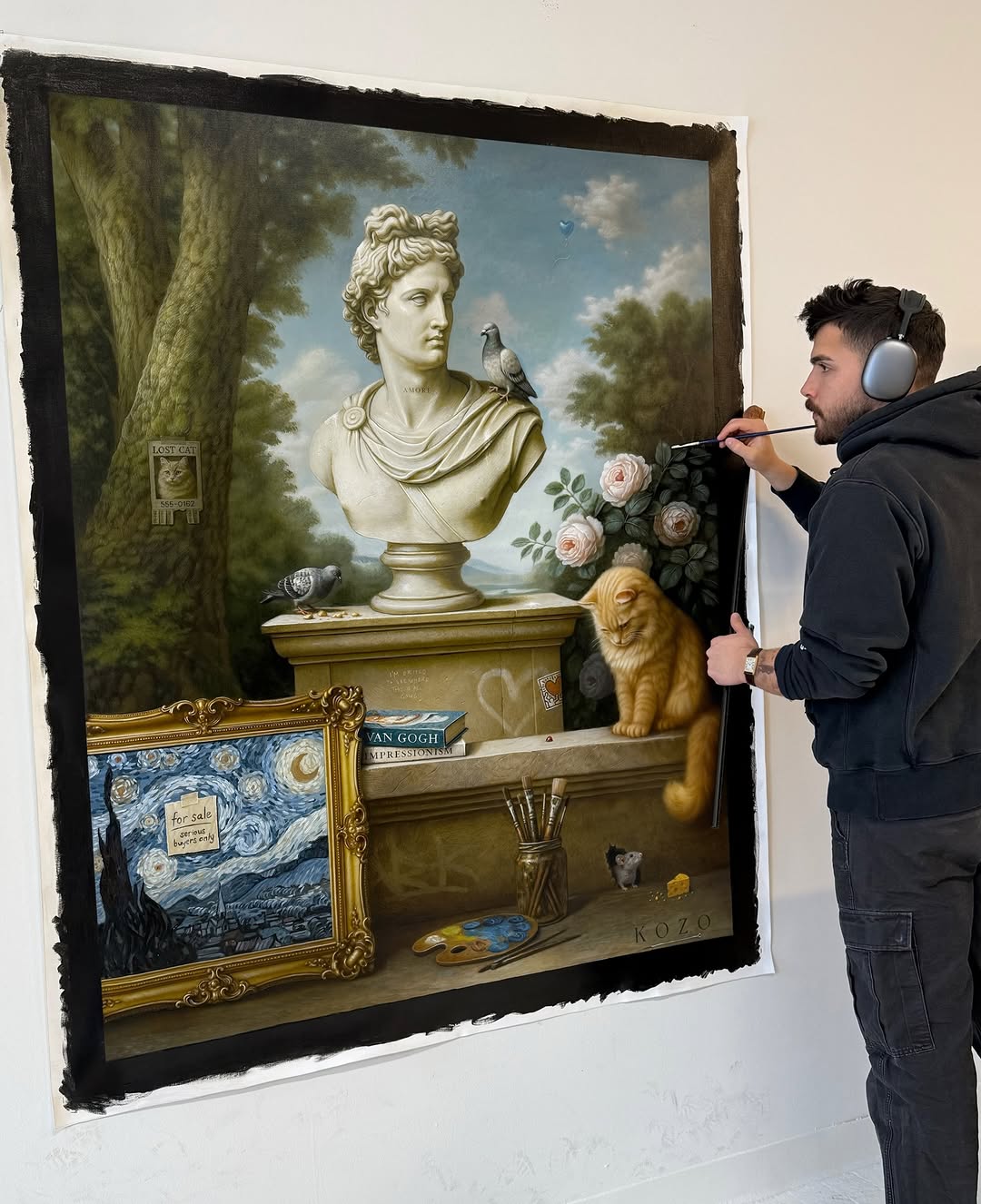 Pop culture classical art email campaign featuring Renaissance sculpture graffiti integration