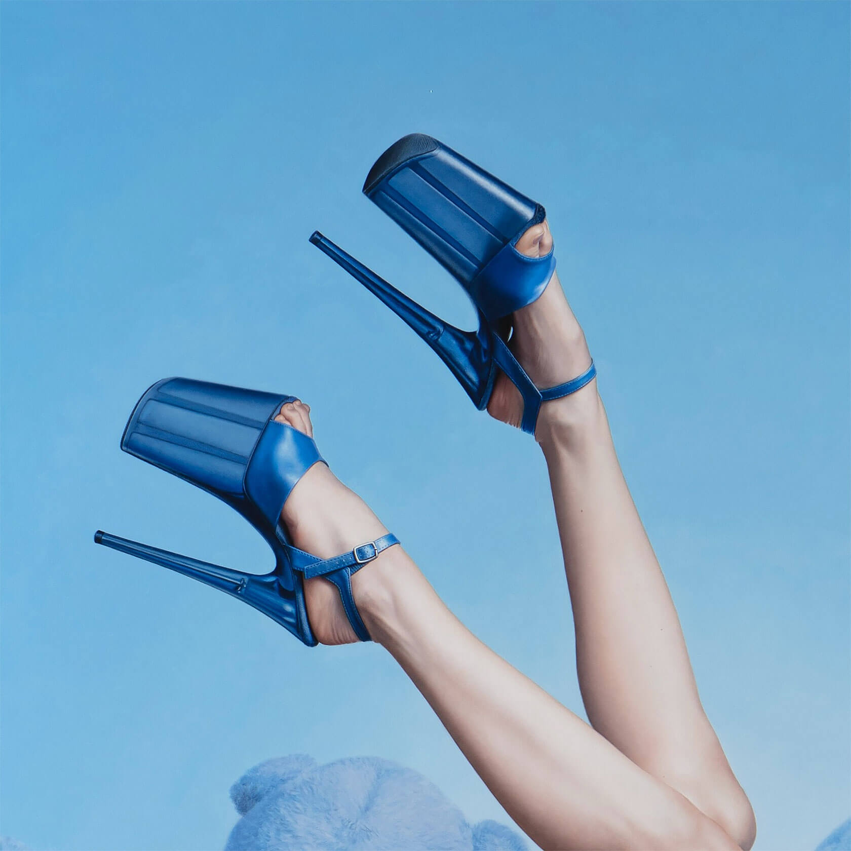 Absurdist contemporary oil painting featuring surreal figurative elements by Chilean artist Sergio Martinez