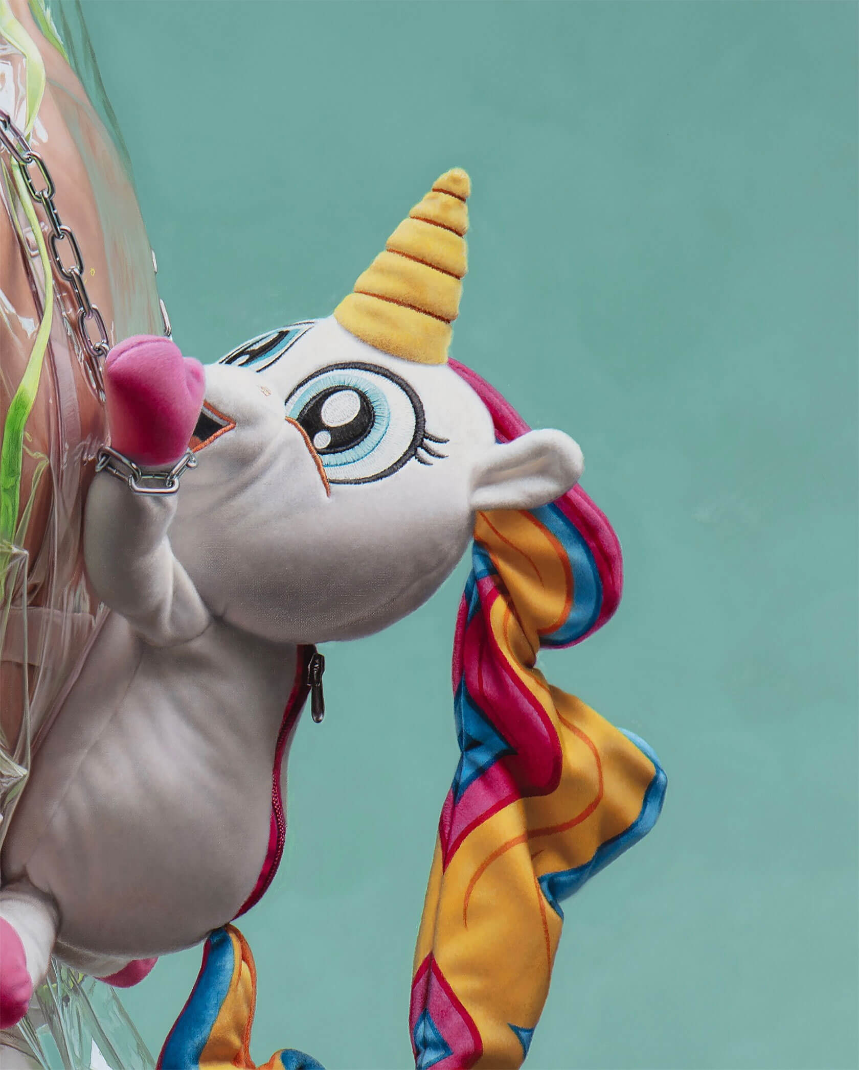 Figurative art surrealist oil painting demonstrating hyperrealistic techniques and absurdist imagery