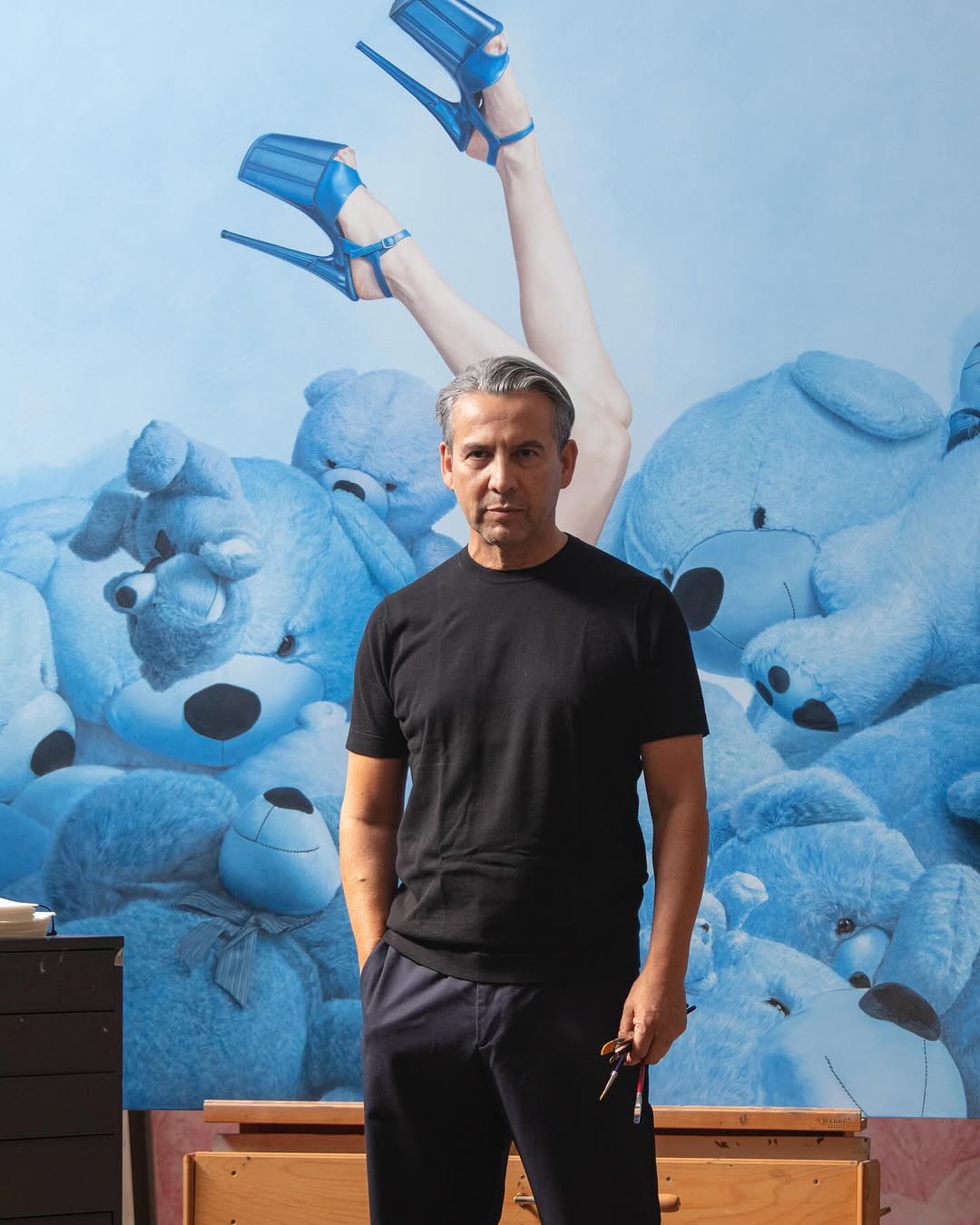 Surreal figurative painting demonstrating hyperrealism art with playful pop surrealism elements