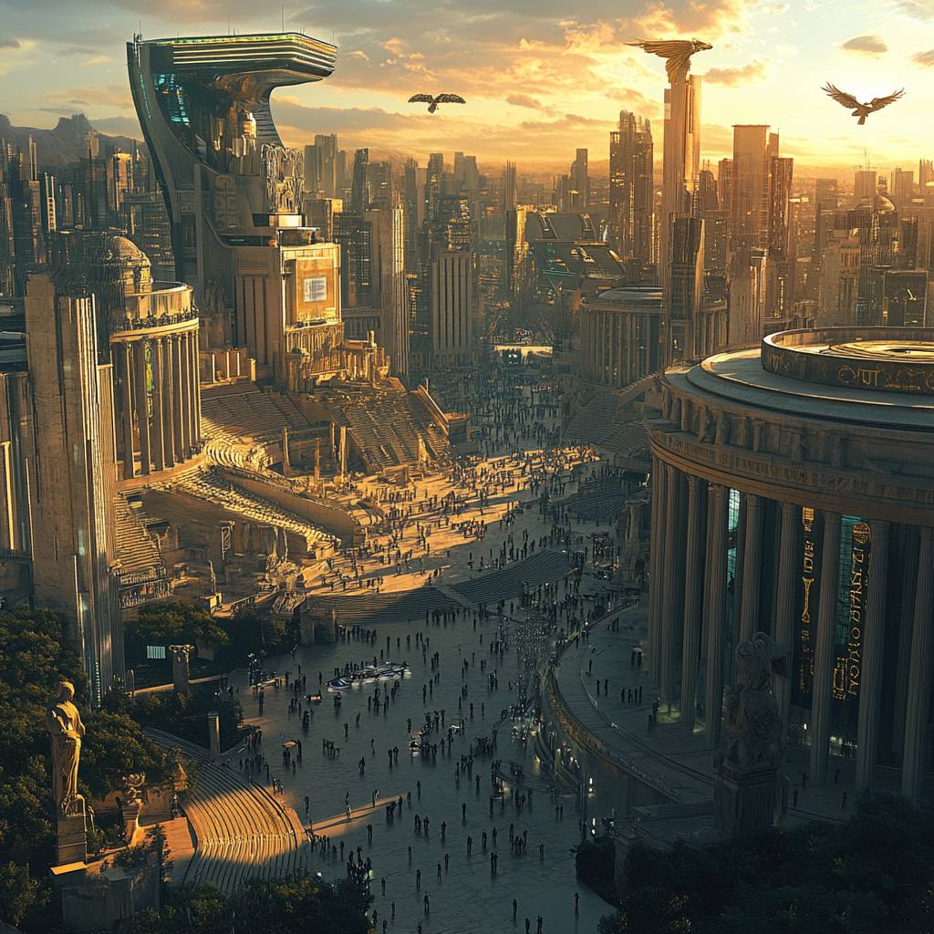 Galactic Roman Empire soldiers equipped with advanced sci-fi technology