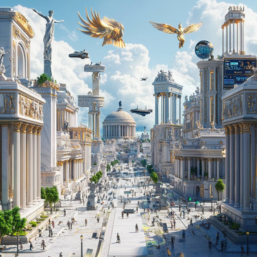 Ancient Rome transformed through sci-fi innovation into space exploration force
