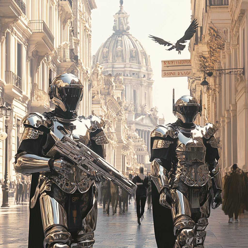 Advanced armor design for space legionnaires honoring Roman military heritage