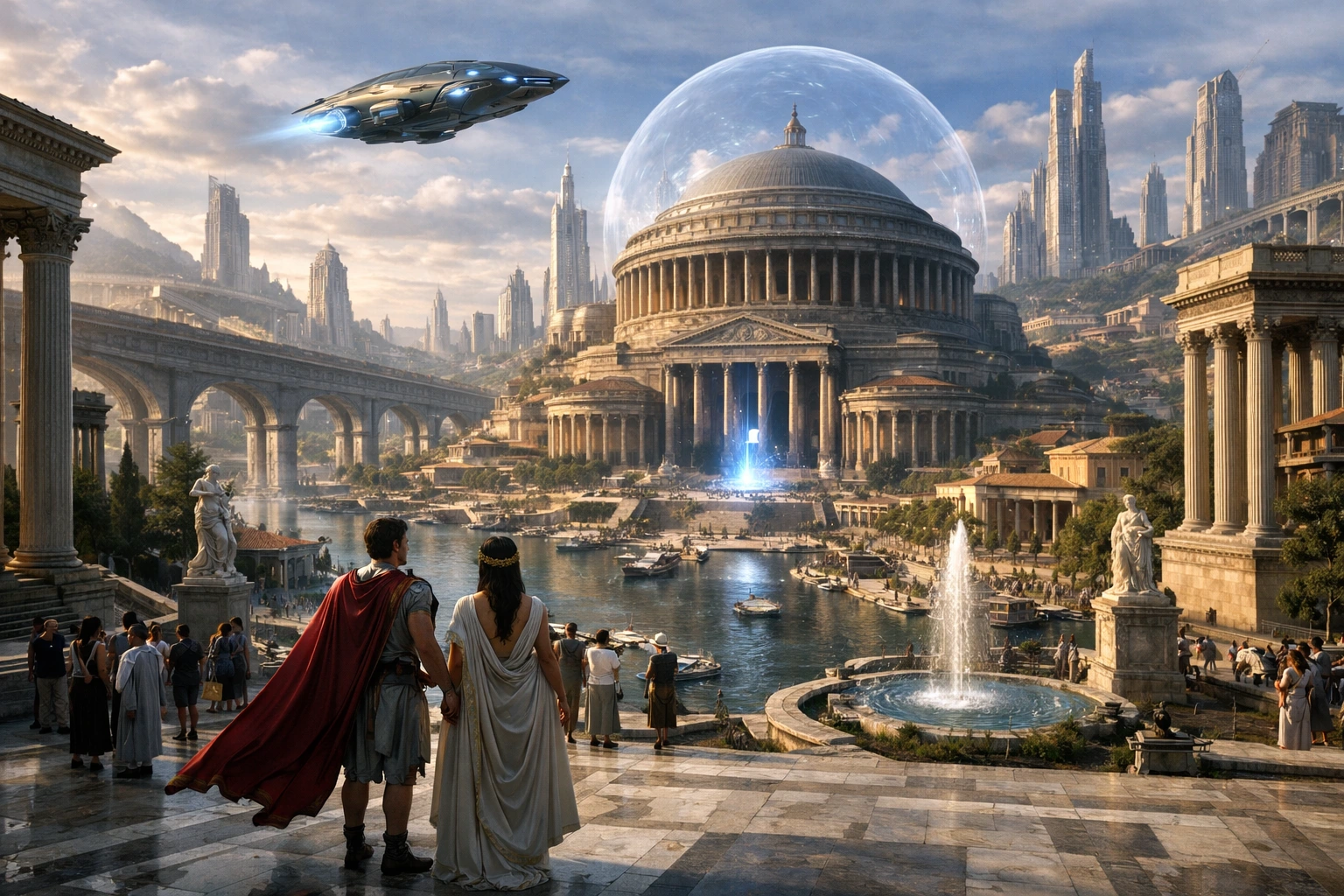 What if the Roman Empire never fell: futuristic Roman Empire city and space civilization in an alternate history timeline