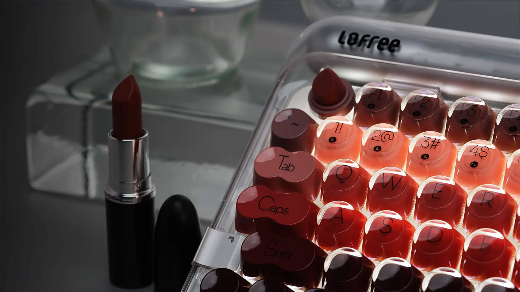 Lofree Lipstick Keyboard with warm white RGB LED backlight illumination