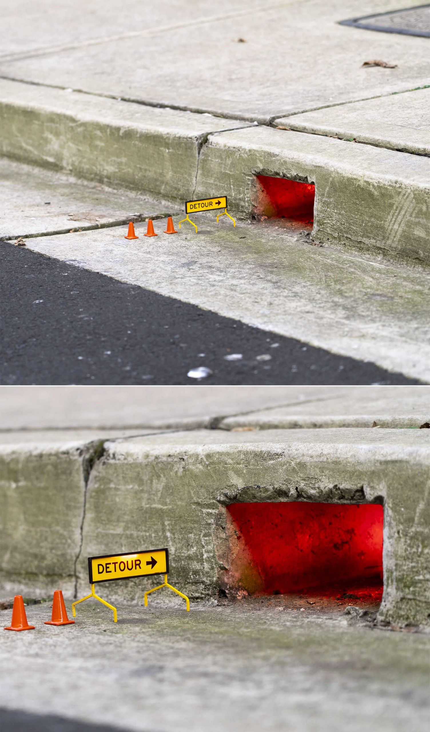 Found object art creating guerrilla installation through creative street art