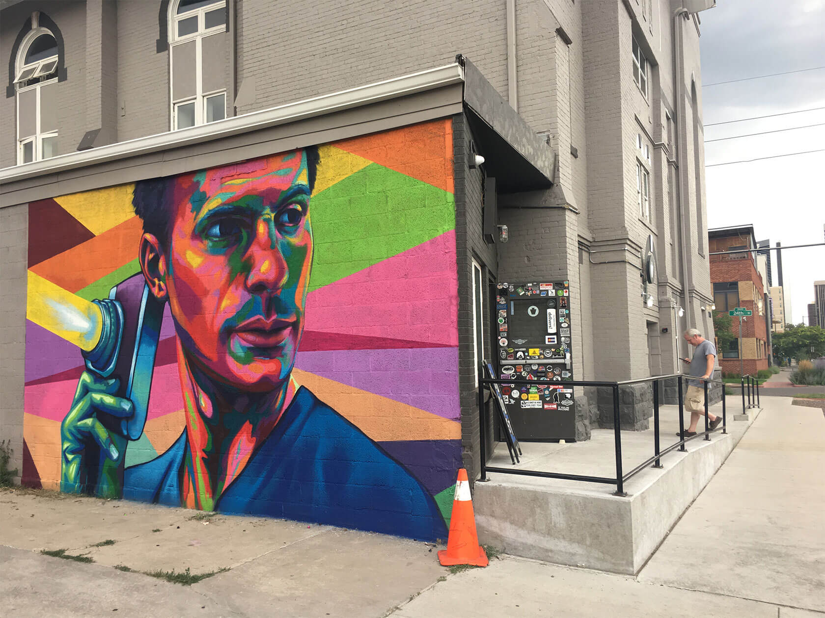 Bold abstract street art mural demonstrating vibrant urban wall art techniques