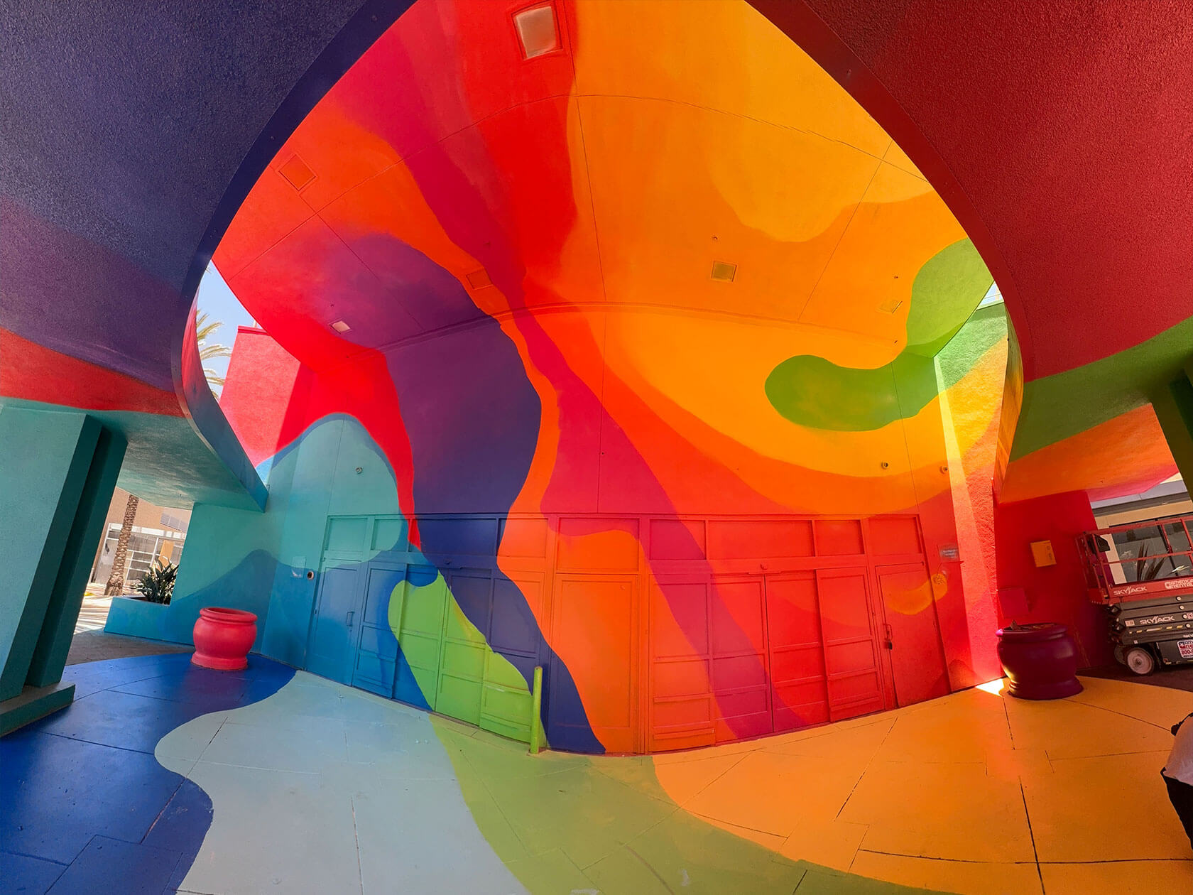 Colorful graffiti art murals featuring vibrant street art by urban wall artist