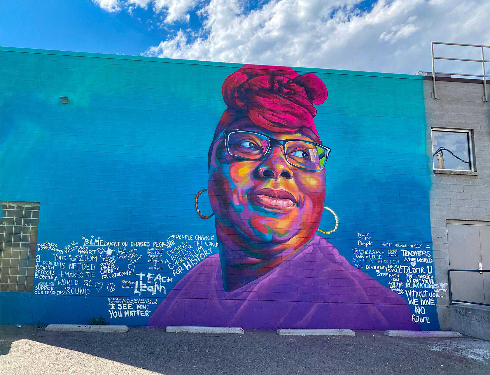 Urban wall mural design with vibrant street art and striking contemporary colors