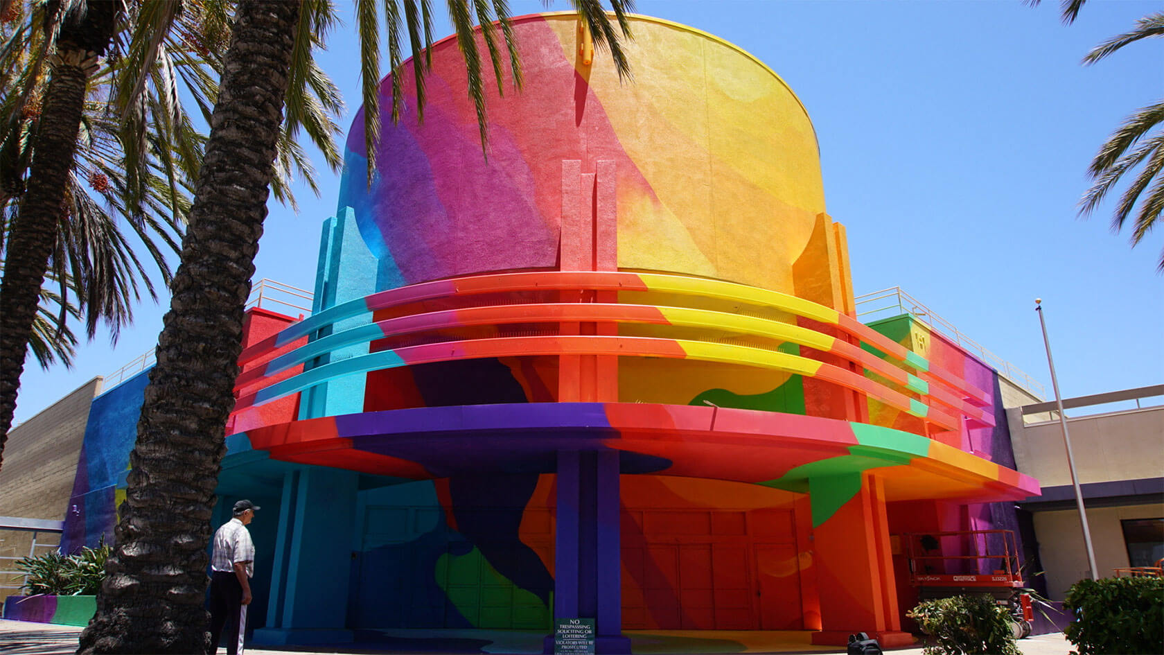 Vibrant street art design featuring bold colors and dynamic large-scale mural composition