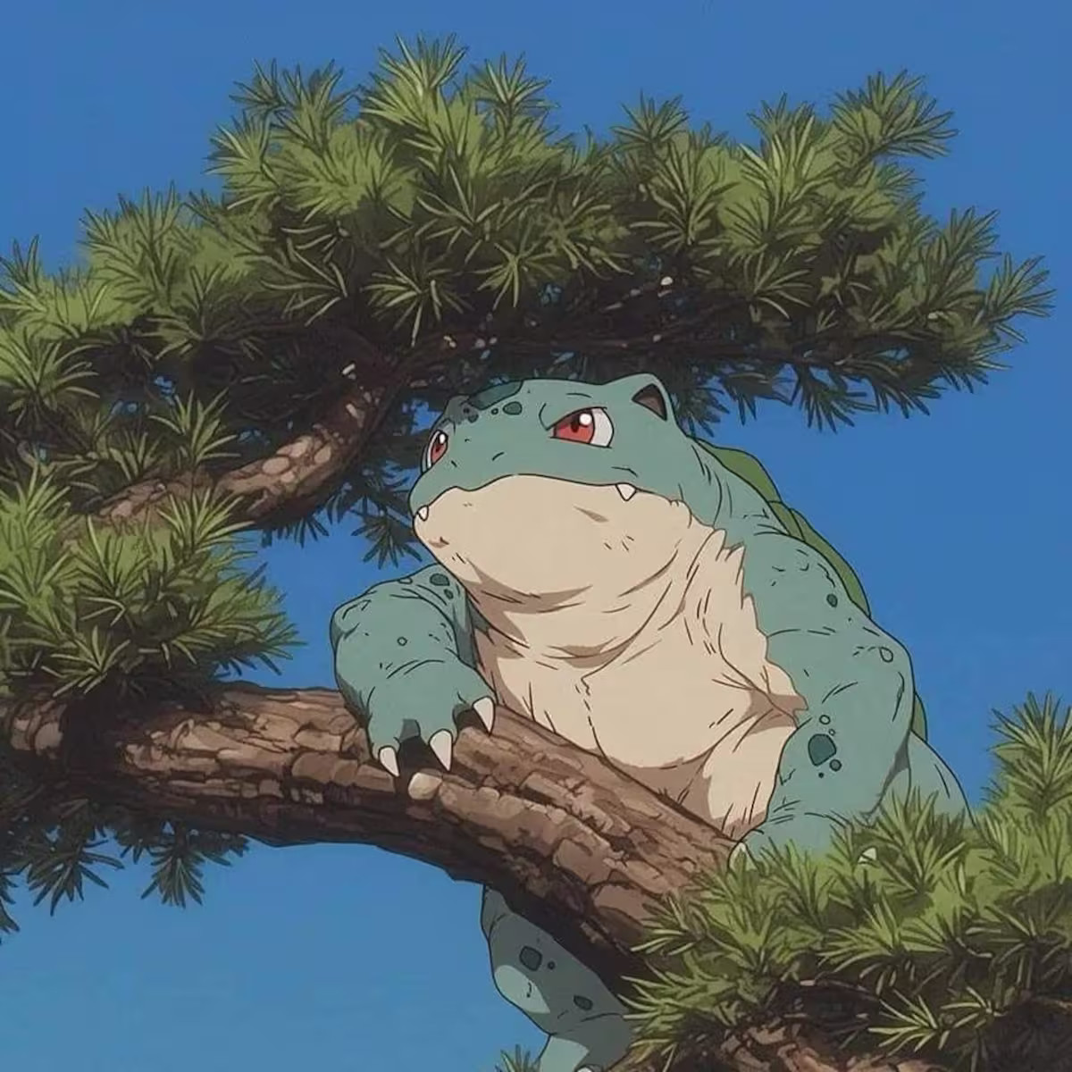 Artwork mashing up Pokemon creatures with the Studio Ghibli aesthetic