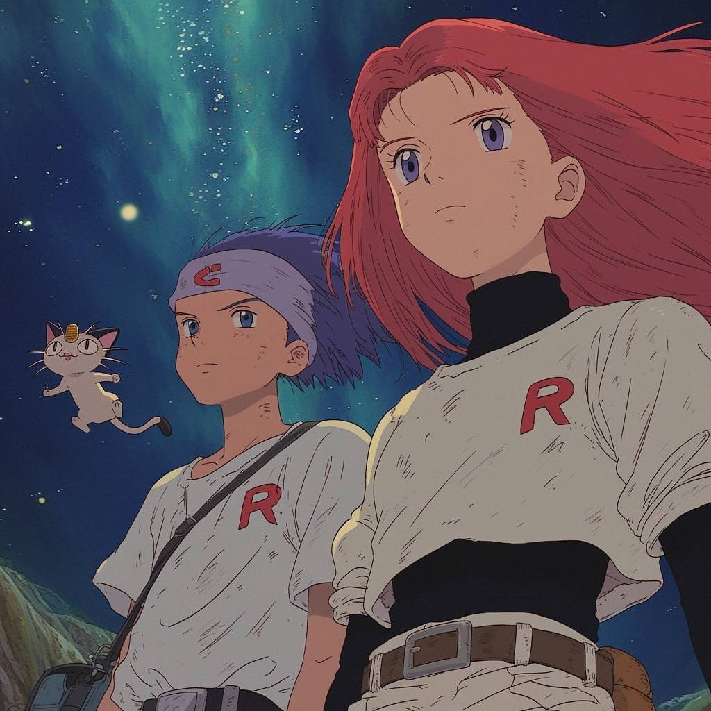 AI-generated concept image showcasing Pokemon in Ghibli style