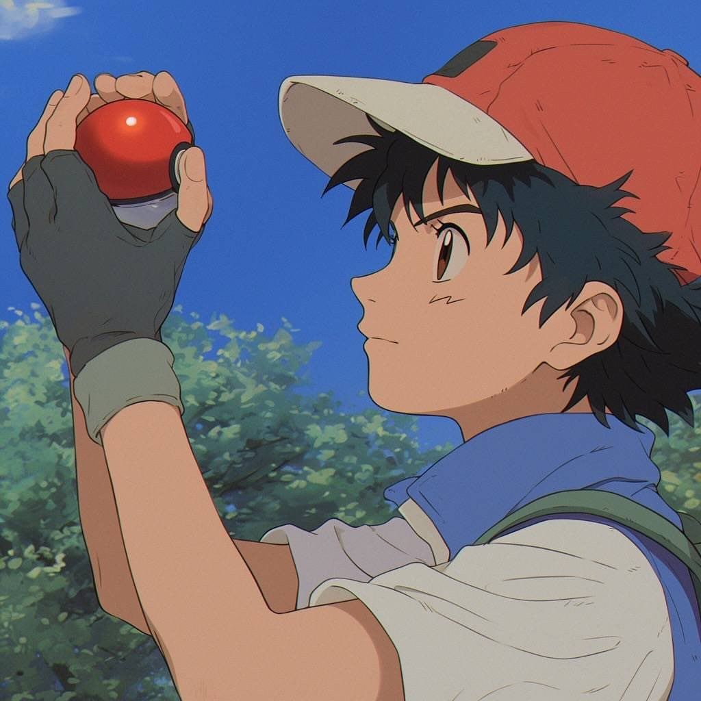 Showcasing AI's capability to mimic Ghibli style for Pokemon illustrations Example AI illustration of a Pokemon character in Ghibli style