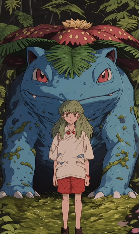 Capturing the whimsical nature of both Pokemon and Ghibli in one artwork Whimsical style art featuring Pokemon drawn with Ghibli charm