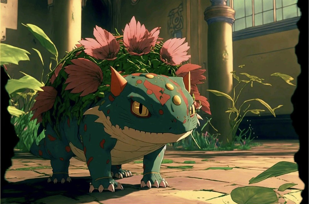 Continuing the series of Pokemon reimagined using Ghibli illustration methods Tenth Pokemon illustration example in the Studio Ghibli art style