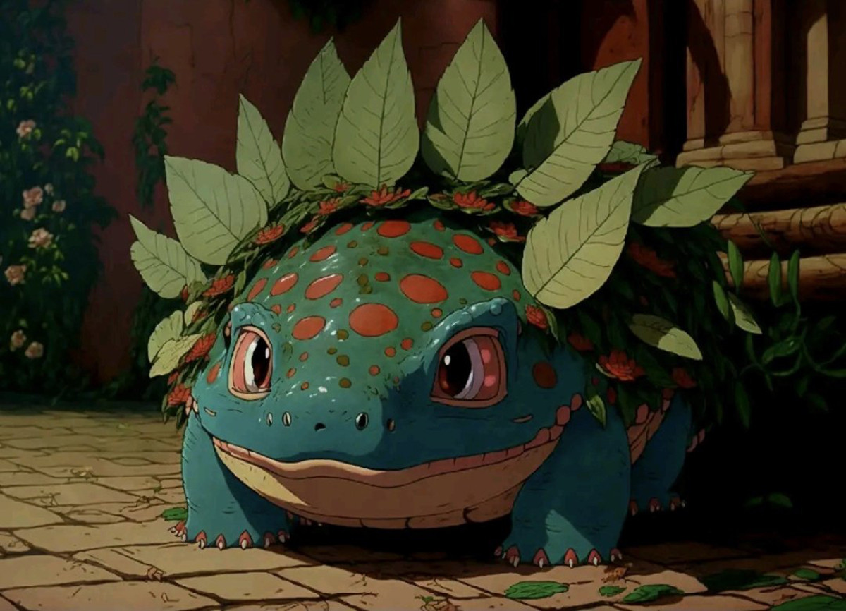 Another take on combining Pokemon designs with Ghibli's illustration flair Fifth illustration showcasing Pokemon adapted to the Studio Ghibli aesthetic