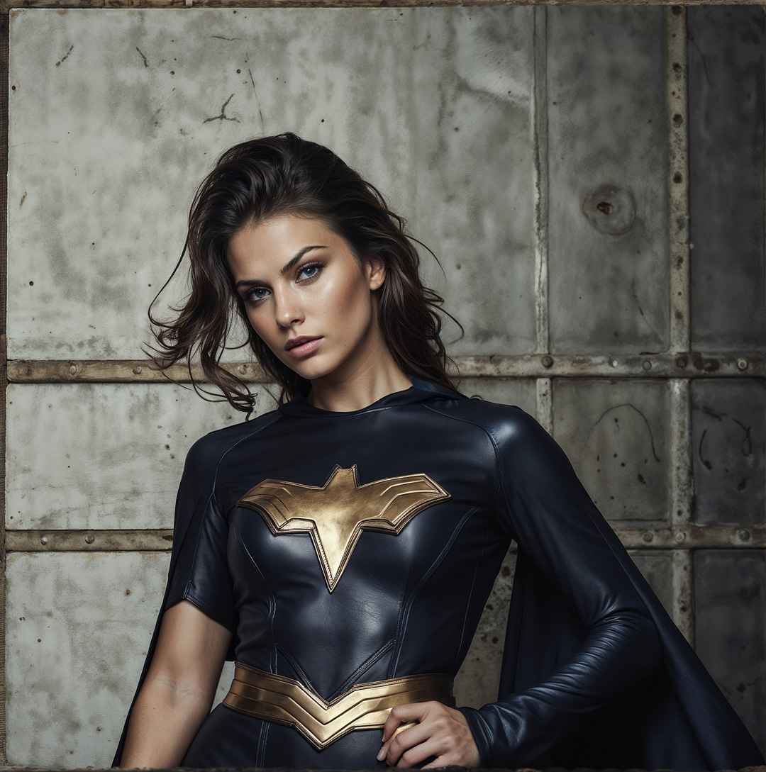 Realistic female superhero cosplay portrayal